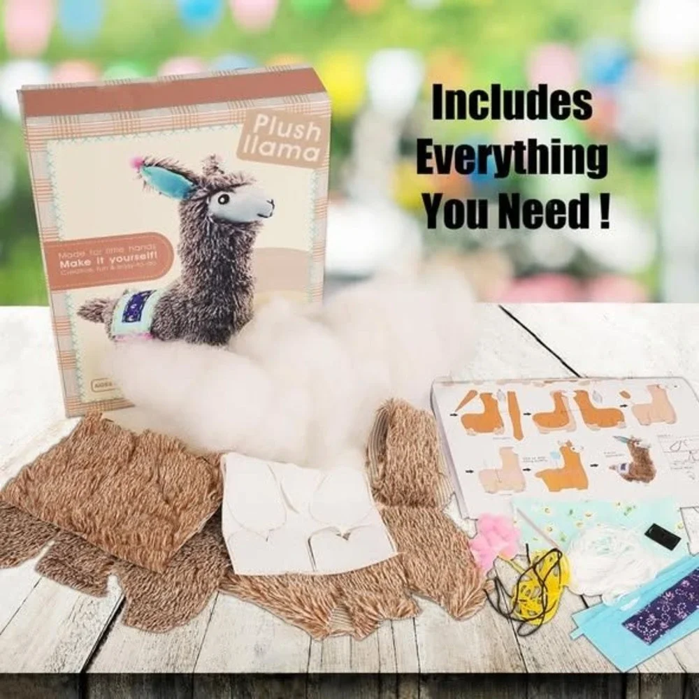Hoyo DIY Plush Llama Sewing Kit Brown Shaggy Stuffed Animal Craft Set Ages 5+